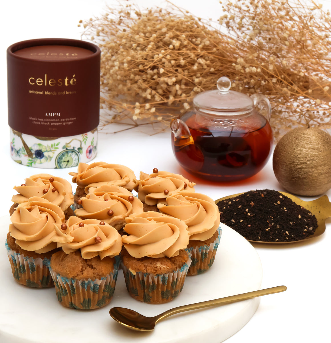 Delightful Masala Chai AM PM Cupcakes by Baker Garima Narang CELESTE