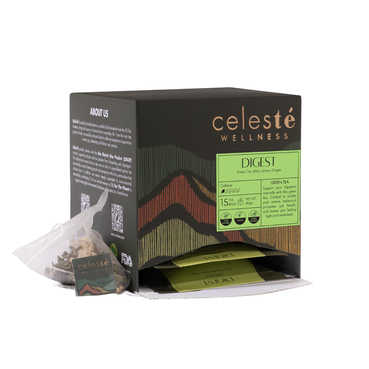 Ginger Mint Tea Bags | Digest Green Tea - 15 Count
