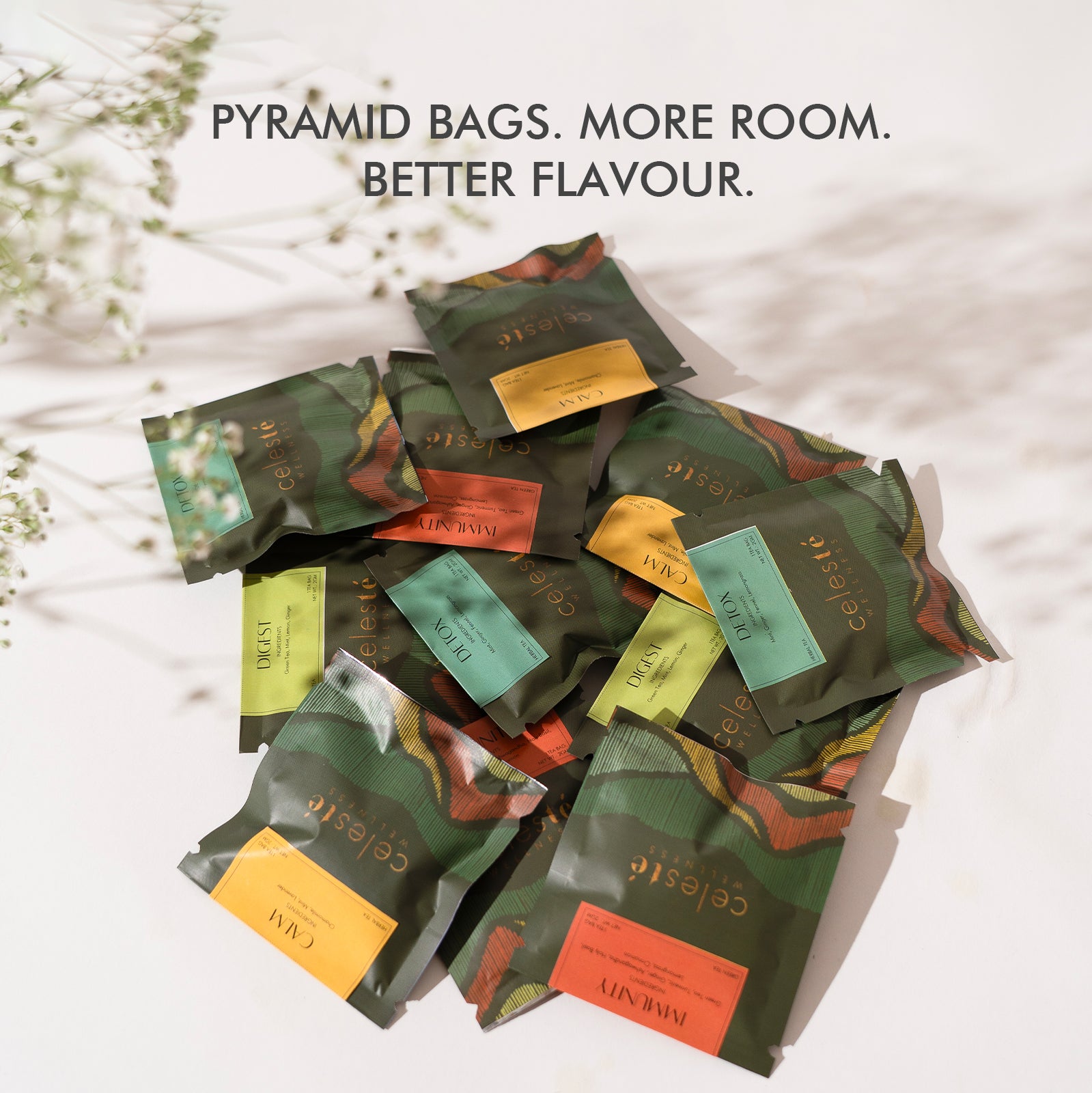 Assorted Tea Bags | Herbal & Green Tea Sampler - 15 Count