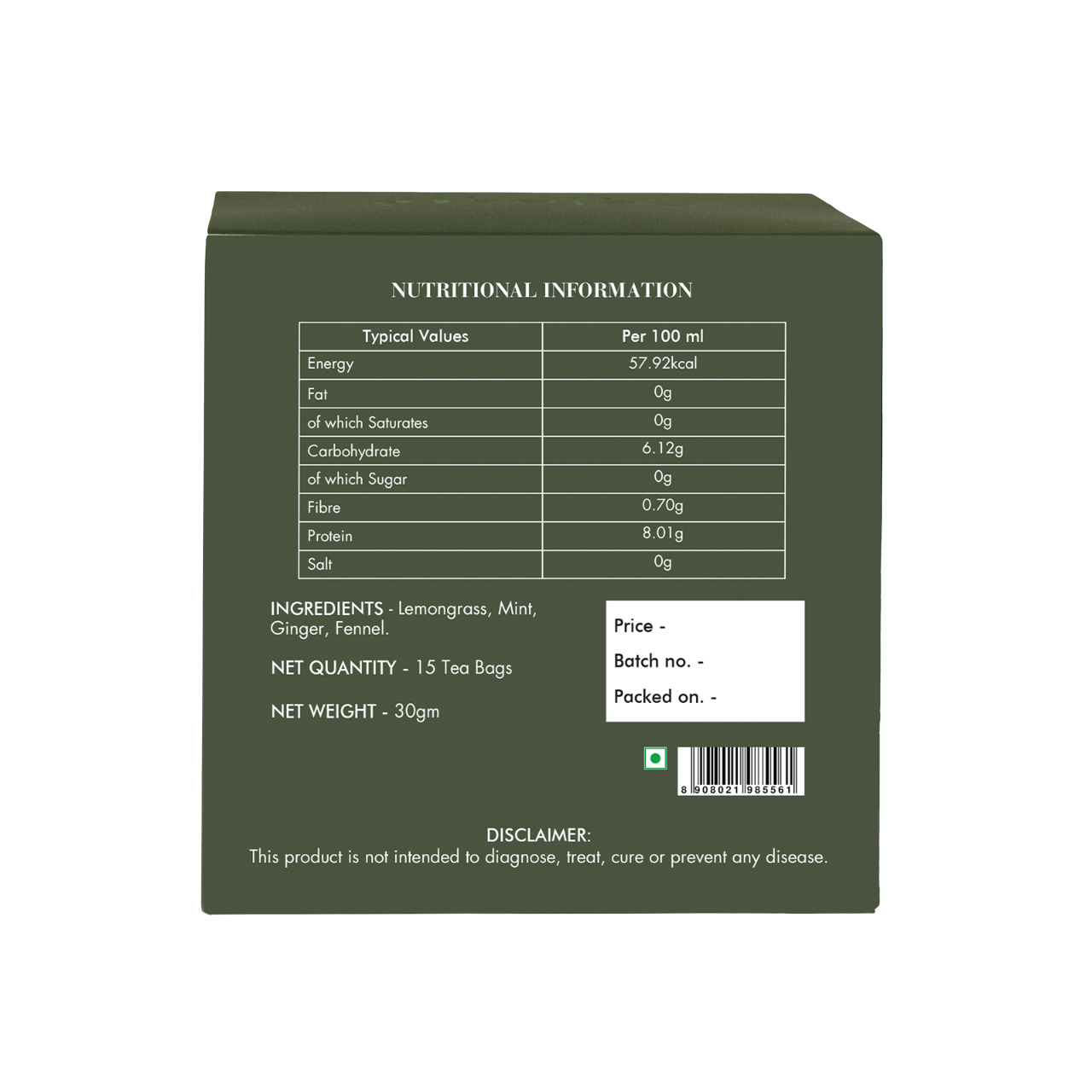 Mint Tea Bags | Herbal Tea - 15 Count